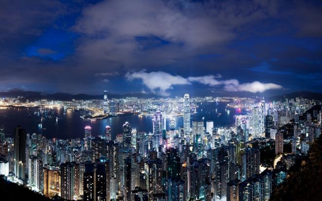 香港维多利亚港夜景 唯美风景图片