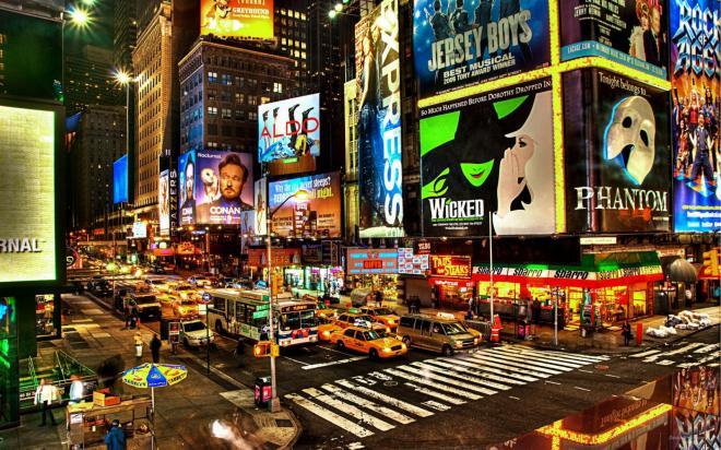 美国纽约时代广场街道城市夜景唯美图片